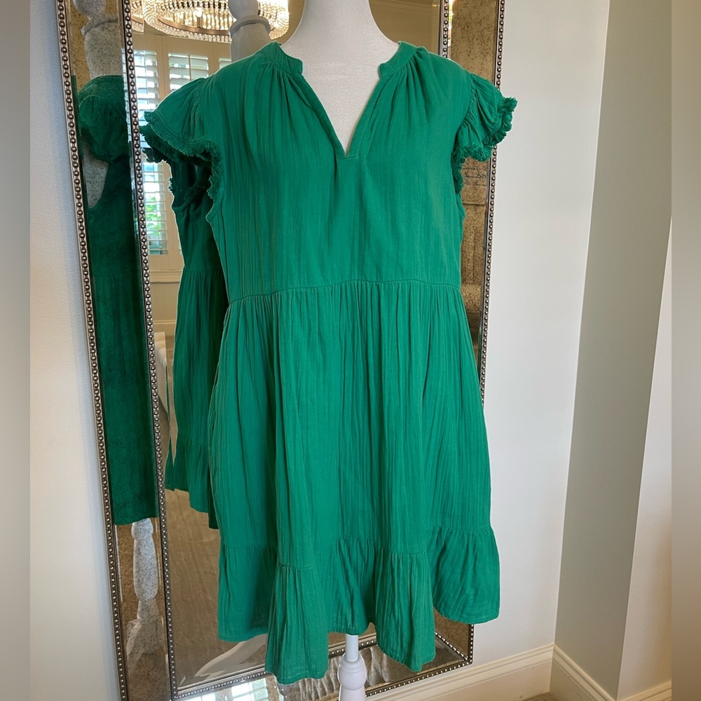 THML Green Mini Dress with Pockets